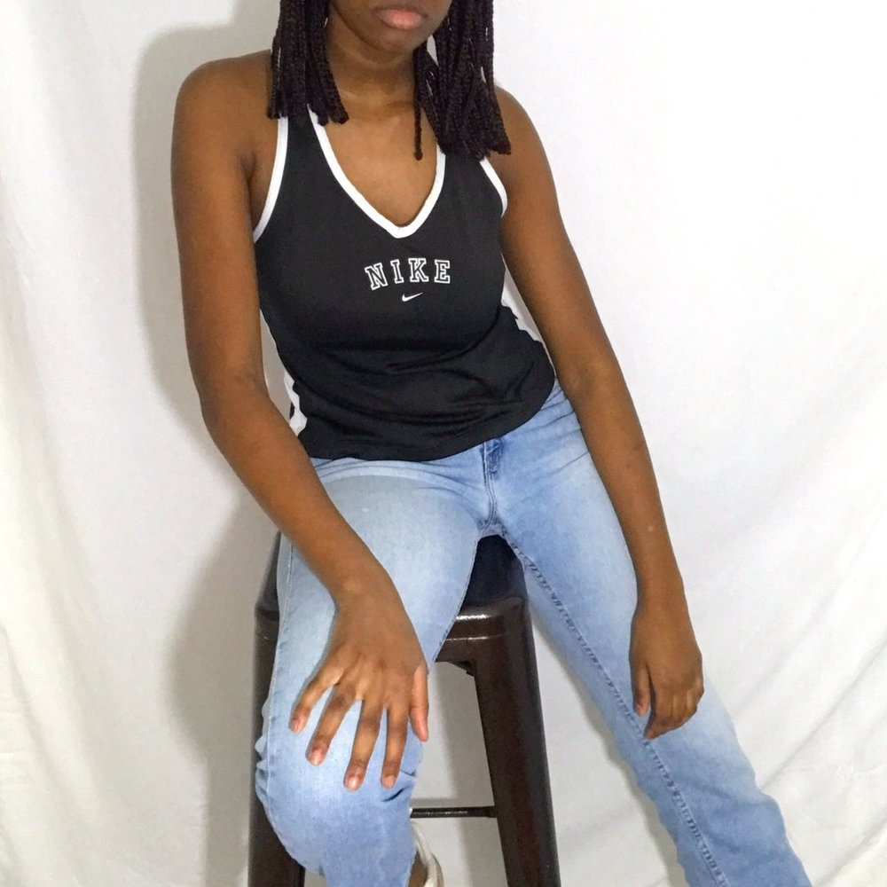 nike black and white workout Racerback tank